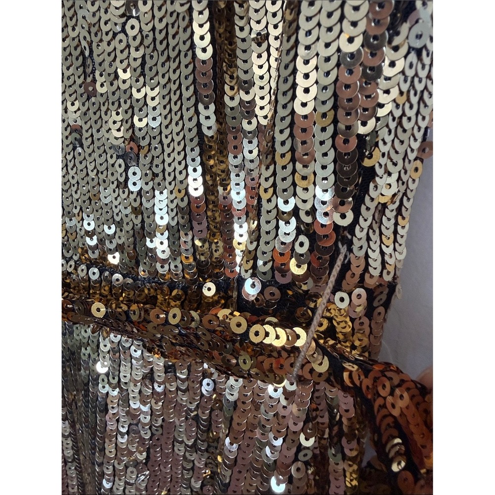 Halston Zahra Gold Degrade Sequin Column Gown Sleeveless Formal NWOT Size 4 - Picture 4 of 5